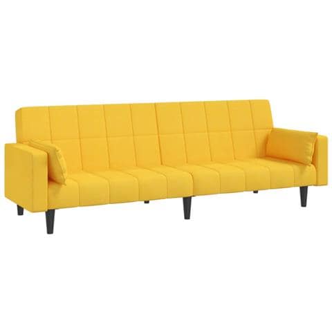 Divano Letto A 2 Posti Con 2 Cuscini Giallo In Tessuto - Foto 1