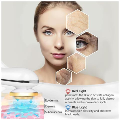 Dispositivo Facciale A Microcorrente, Strumento Per Il Contouring Del Viso Lifting Antietà Viso E Collo 7 In 1, Massaggiatore Facciale Per Sollevare E Rassodare La Pelle Cadente - Bianco - Foto 4