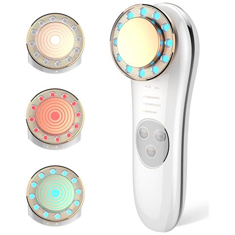 Dispositivo Facciale A Microcorrente, Strumento Per Il Contouring Del Viso Lifting Antietà Viso E Collo 7 In 1, Massaggiatore Facciale Per Sollevare E Rassodare La Pelle Cadente - Bianco - Foto 1