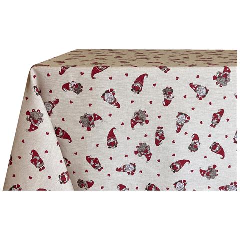 Tovaglia Natalizia Salotto Cucina Tessuto Miros Made In Italy Disegno Mini Gnomi 140x180 Mini Gnomi - Foto 1