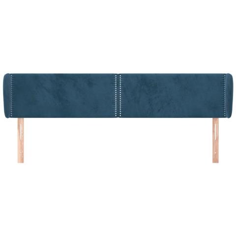Testiera Ad Orecchio Blu Scuro 183x23x78/88 Cm In Velluto - Foto 3