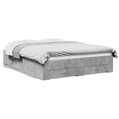 Giroletto Cassetti Grigio Cemento 160x200 Cm Legno Multistrato - Foto 2