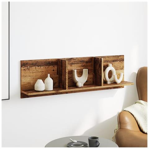 Mobile A Parete 100x16,5x30 Cm Legno Antico In Truciolato - Foto 3