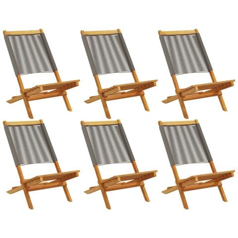 Sedie da Giardino Pieghevoli 6pz Grigie Legno Massello Acacia - Foto 1