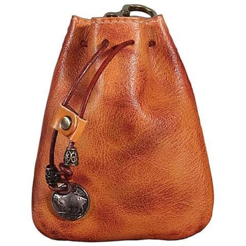 Astuccio Con Coulisse In Vera Pelle, Portamonete Vintage, Organizer Per Cuffie/chiavi - Foto 1