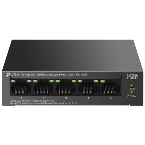 LiteWave LS105P Non gestito Fast Ethernet (10/100) Supporto Power over Ethernet (PoE) Nero - Foto 1