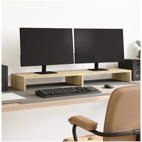 Supporto Monitor Rovere Sonoma 100x27x10 Cm Legno Multistrato - Foto 1