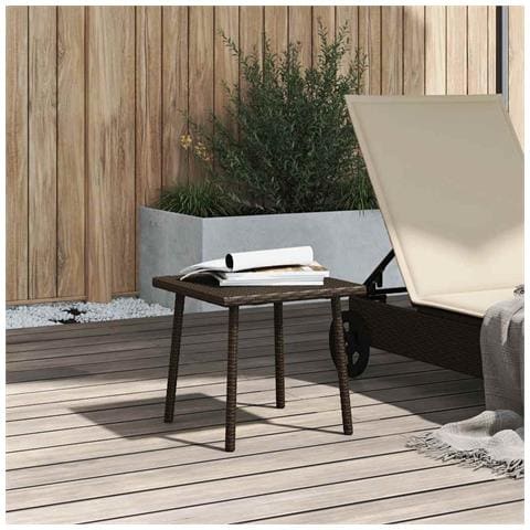Tavolino Giardino Rettangolare Marrone 40x40x37 Cm Polyrattan - Foto 3