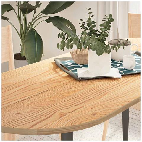 Piano Per Tavolo 140x60x2 Cm In Rovere Massello Ovale - Foto 1