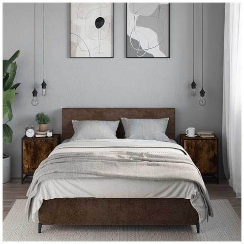 Comodini Rovere Fumo 2 Pz 40x31x50 Cm Legno Multistrato Metallo - Foto 3