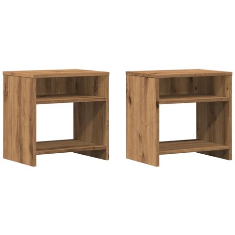 Comodini 2pz Rovere Artigianale 40x30x40 Cm In Truciolato - Foto 2