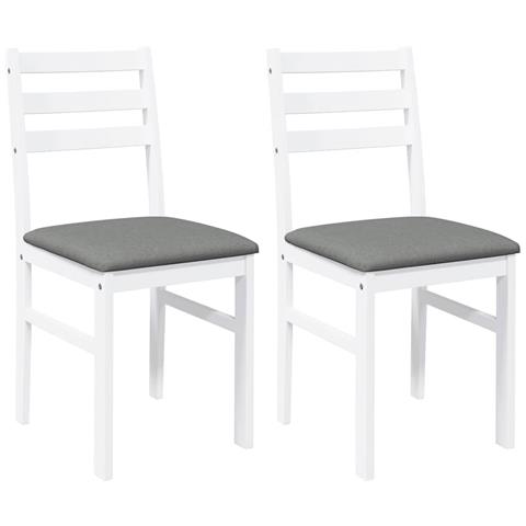 Sedie Da Pranzo Con Cuscini 2 Pz Bianco Legno Massello Di Hevea - Foto 1