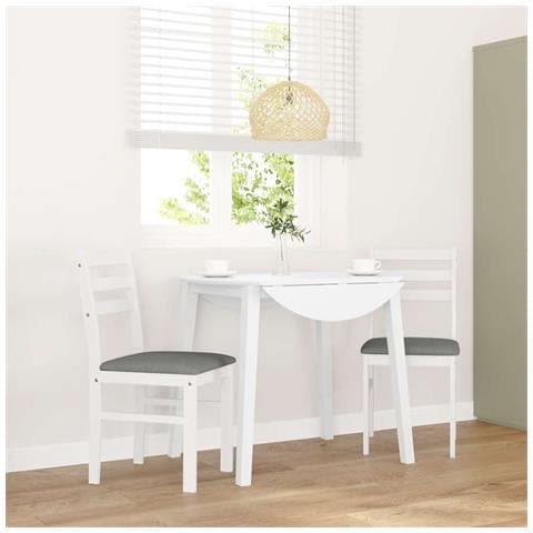 Sedie Da Pranzo Con Cuscini 2 Pz Bianco Legno Massello Di Hevea - Foto 10