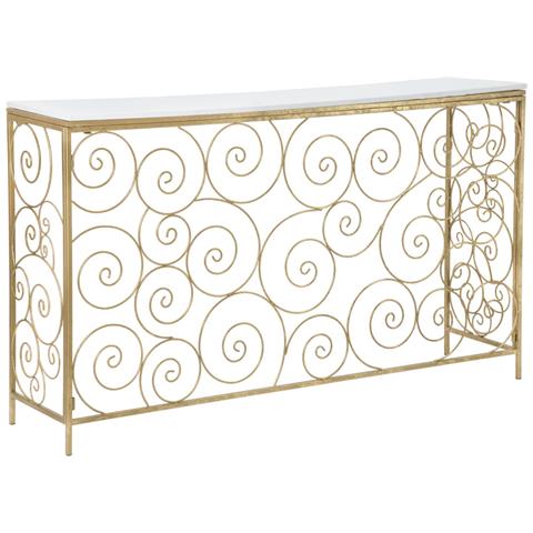 Tavolo Consolle Mf617 - Oro - Marmo - 140x36x82 Cm - Foto 1