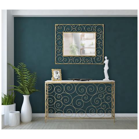 Tavolo Consolle Mf617 - Oro - Marmo - 140x36x82 Cm - Foto 8