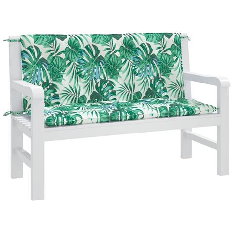 Cuscini Panca Giardino 2 Pz A Foglie 120x50x7 Cm Tessuto Oxford - Foto 2
