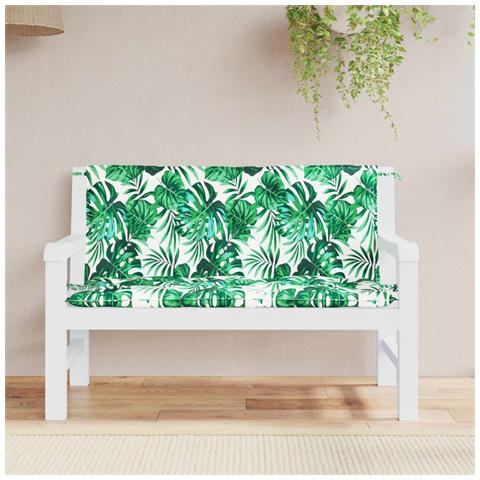 Cuscini Panca Giardino 2 Pz A Foglie 120x50x7 Cm Tessuto Oxford - Foto 8