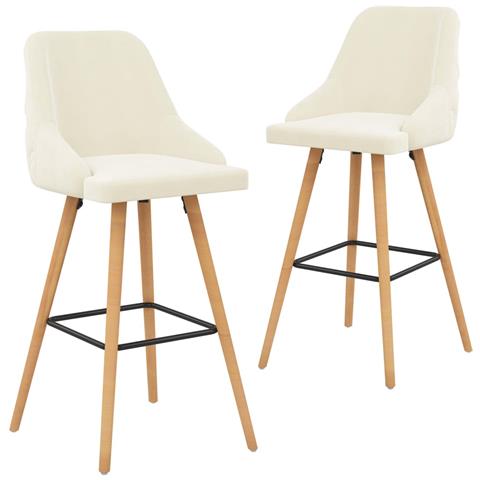 Sedie Da Bar 2 Pz Crema In Velluto - Foto 2