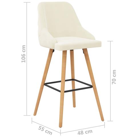 Sedie Da Bar 2 Pz Crema In Velluto - Foto 7