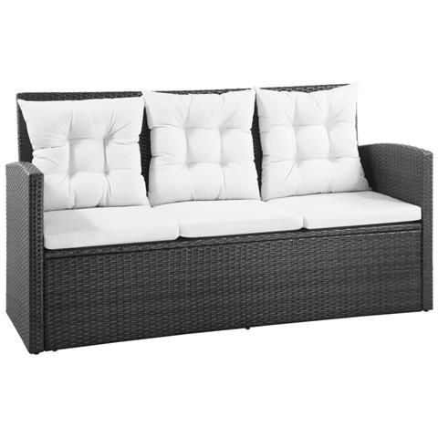 Set Divani Da Giardino 5 Pz Con Cuscini In Polyrattan Nero - Foto 1