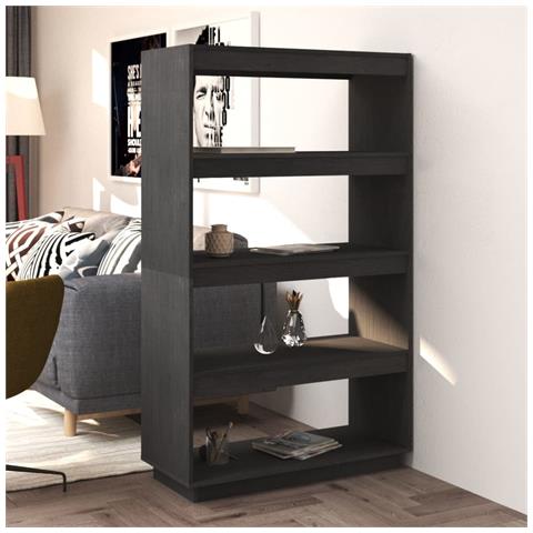 Libreria /divisorio Grigio 80x35x135 Cm Legno Massello Di Pino - Foto 8