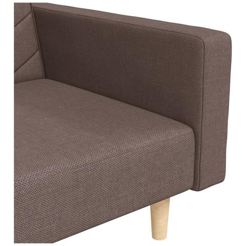 Divano Letto a 2 Posti con 2 Cuscini Tortora in Tessuto - Foto 9