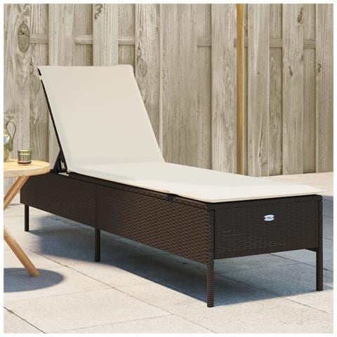 Lettino Prendisole con Cuscino Marrone in Polyrattan - Foto 2