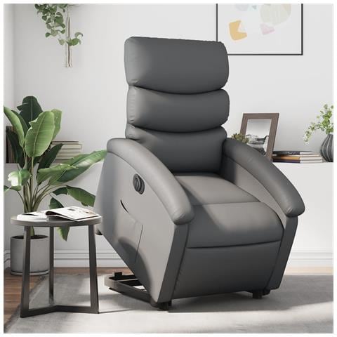 Poltrona Alzapersona Reclinabile Grigio in Similpelle - Foto 2