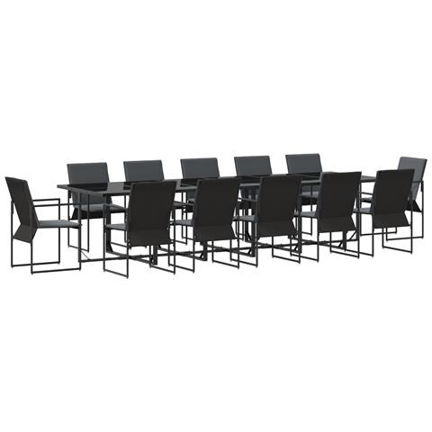 Set da Pranzo da Giardino in 18 Pezzi con Cuscini in Acciaio e Textilene - Foto 1