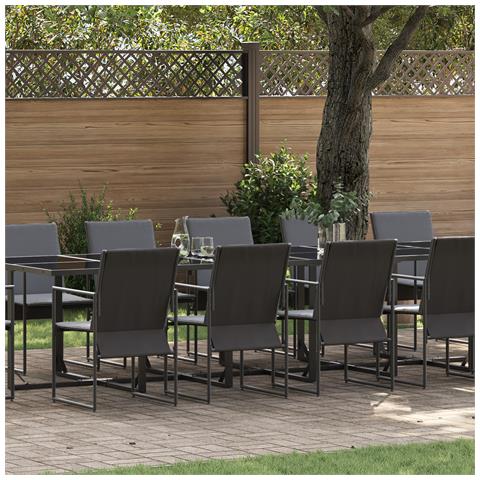 Set da Pranzo da Giardino in 18 Pezzi con Cuscini in Acciaio e Textilene - Foto 2