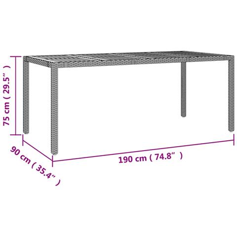 Set Pranzo Giardino 7pz Nero Polyrattan e Legno Massello Acacia - Foto 9