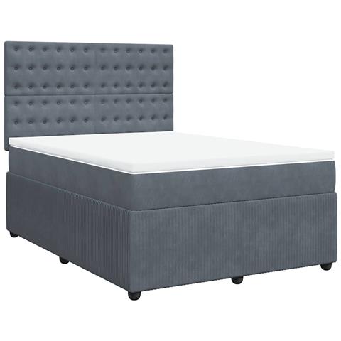 Giroletto a Molle con Materasso Grigio Scuro 160x200 cm Velluto - Foto 1