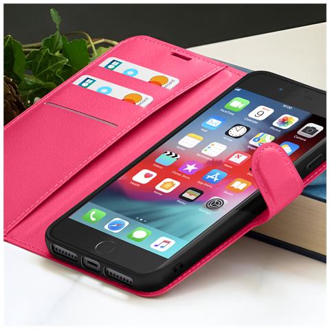 Custodia A Portafoglio Per Iphone 8 Plus / 7 Plus Supporto E Linguetta Magnetica, Fucsia - Foto 2