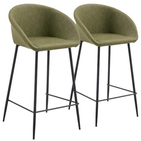 Set Di 2 Sgabelli Da Bar Achille In Similoro Verde - Foto 1