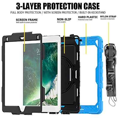 Custodia Per Ipad 9.7"" 2018/2017 Con Supporto E Tracolla Blu - Foto 2