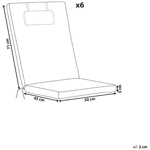 Set Di 6 Cuscini Schienale/seduta Java/amantea Premium 50 X 70 Cm Tortora - Foto 8