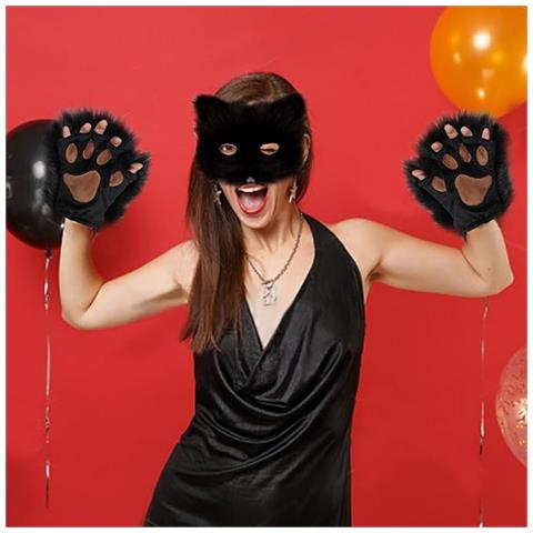 Set Maschera Volpe Di Peluche Per Halloween - Accessori Costume 4 Pezzi - Foto 6