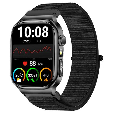 Smartwatch Ad Alta Risoluzione Da 2,04 Pollici Con Cinturino In Tessuto Nero, Realtek 8773ewe E Display Amoled - Foto 1