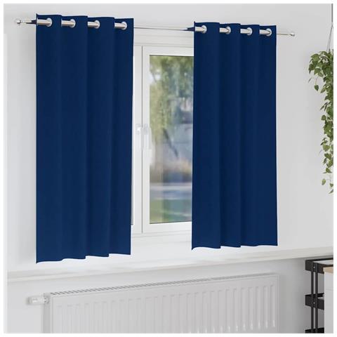 Tende con tende 2 pcs Blu scuro Poliestere - Foto 2