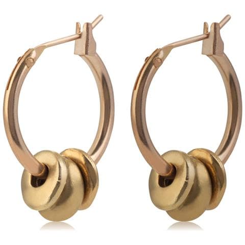 Orecchini A Cerchio In Oro Con Borchie Pendenti In Oro - Foto 1