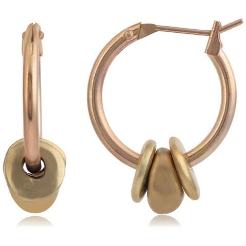 Orecchini A Cerchio In Oro Con Borchie Pendenti In Oro - Foto 3