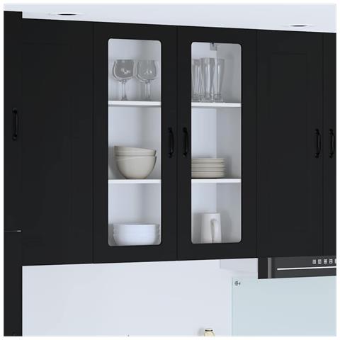 Pensile cucina Nero 80 x 31 x 100 cm Legno multistrato - Foto 2