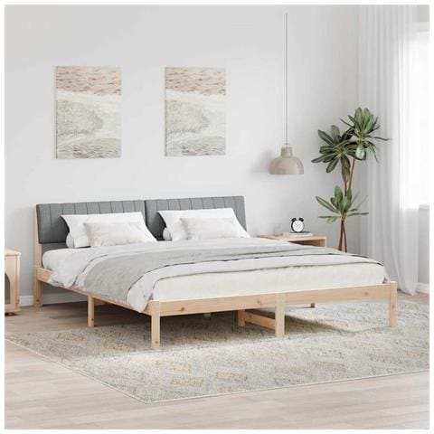 Struttura del Letto Marrone e grigio chiaro 180 x 200 cm - Foto 2