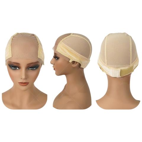 Cuffia Per Parrucca A U In Pizzo 4x5 Pollici Con Alette Per Orecchie - Rete Versatile In Poliestere Per Una Tenuta Sicura Beige - Foto 1