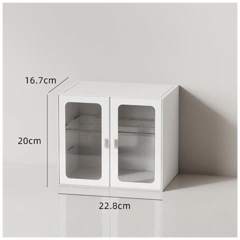 Organizzatore Per Tazze Impilabile Di Lusso Leggero, Contenitore Per Tazze Da Caffè Antipolvere Con Ante Magnetiche - Bianco Avorio - Foto 2