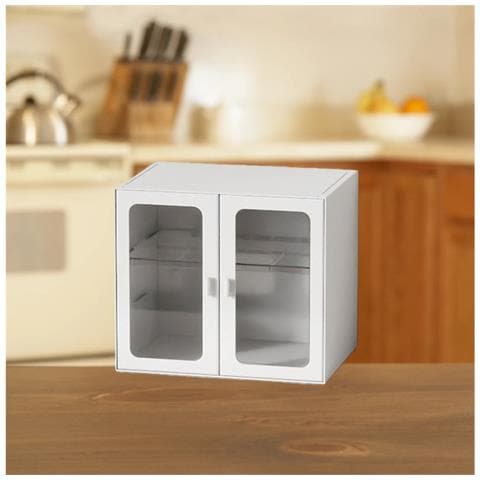 Organizzatore Per Tazze Impilabile Di Lusso Leggero, Contenitore Per Tazze Da Caffè Antipolvere Con Ante Magnetiche - Bianco Avorio - Foto 3