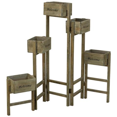 Supporto Con 5 Cesti In Legno Marrone 124x15x90,5h - Foto 1