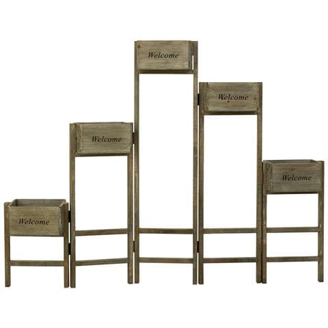 Supporto Con 5 Cesti In Legno Marrone 124x15x90,5h - Foto 2