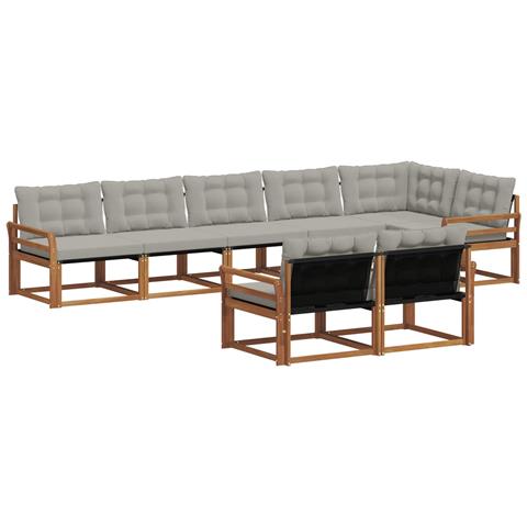Set di divani da esterno 8 pcs Grigio Naturale e Chiaro - Foto 1
