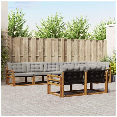 Set di divani da esterno 8 pcs Grigio Naturale e Chiaro - Foto 2